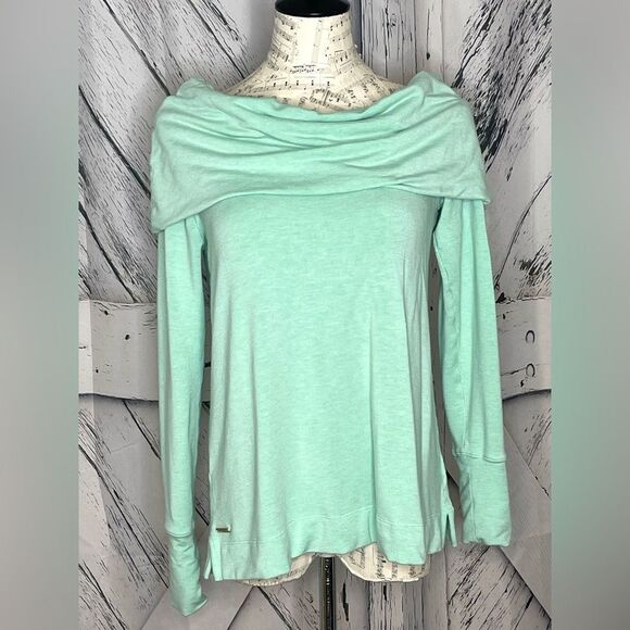 Lilly Pulitzer Belinda Off-The-Shoulder Sweatshirt Mint Green M - Picture 2 of 8